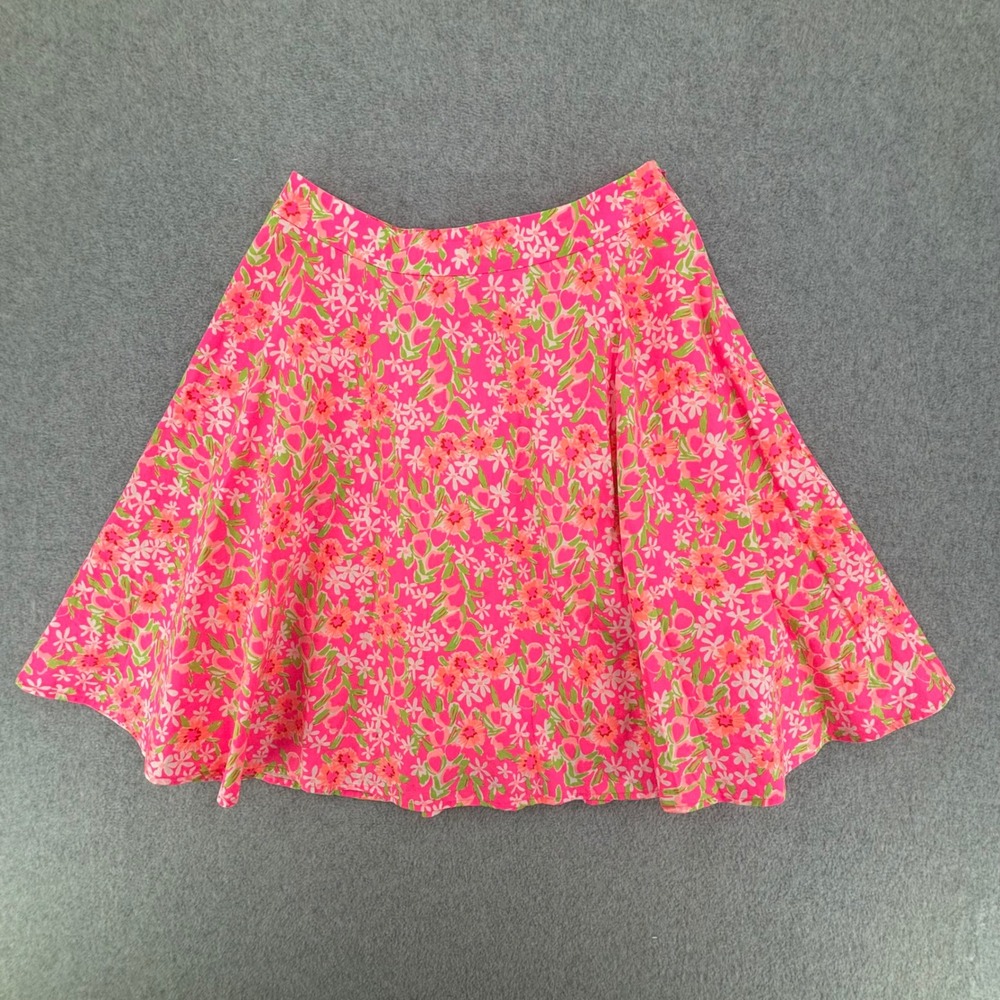 Lilly Pulitzer Skirt Womens 8 Pink Floral A-Line Cotton Lined Mini